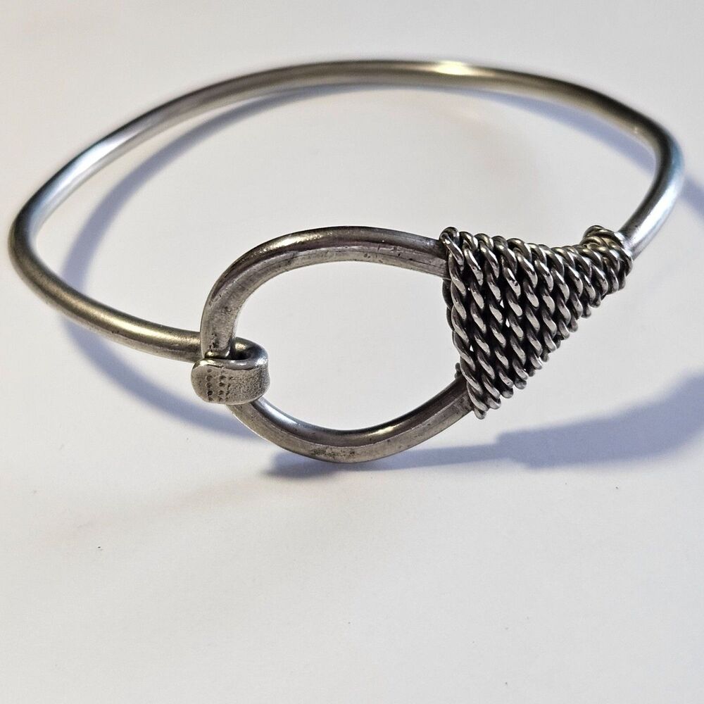 Sterling Silver Braid And Loop Bracelet Approx 7 Inches